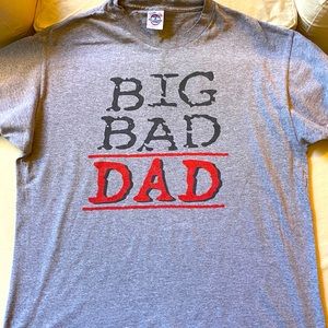 Big Bad Dad funny mens t-shirt. Gray and red. Size Large